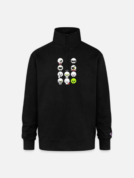 Faces Skull - Champion Unisex 1/4 Zip Pullover Sweatshirt - black