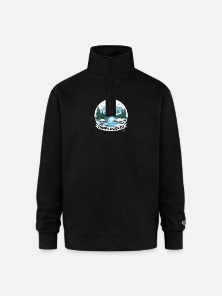 Camping Without Tech! - Champion Unisex 1/4 Zip Pullover Sweatshirt - black