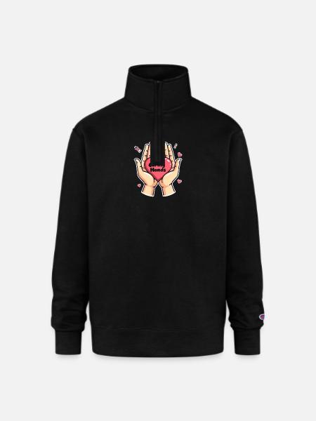 Caring Hands - Champion Unisex 1/4 Zip Pullover Sweatshirt - black