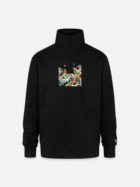 Dynamic Abstract Mountains T-Shirt - Champion Unisex 1/4 Zip Pullover Sweatshirt - black