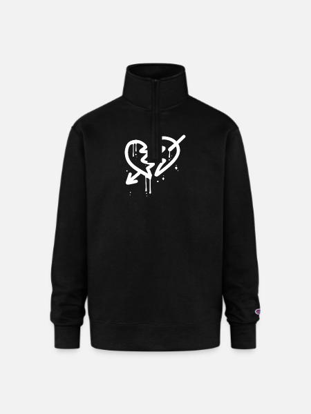 Broken Heart Arrow - Champion Unisex 1/4 Zip Pullover Sweatshirt - black