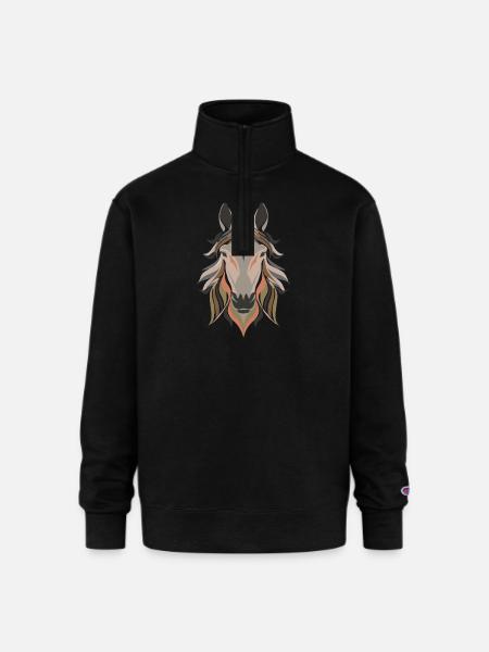 Horse Design - Champion Unisex 1/4 Zip Pullover Sweatshirt - black