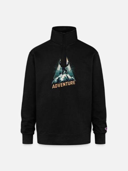 Big Foot ADVENTURE - Champion Unisex 1/4 Zip Pullover Sweatshirt - black