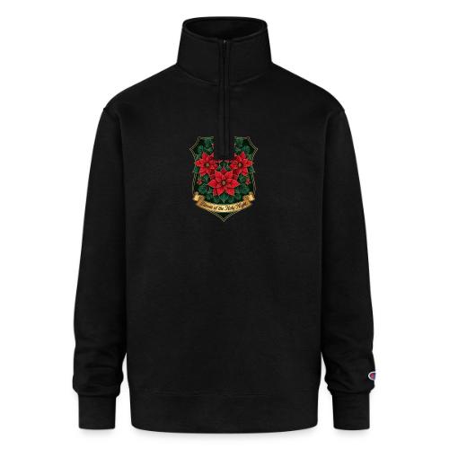 Poinsettia Crest T-Shirt - Champion Unisex 1/4 Zip Pullover Sweatshirt