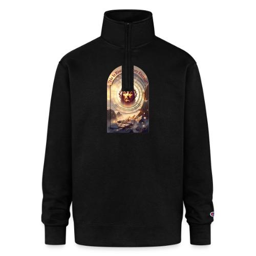Easter He Is Risen Sacred Face T Shirt, wife Gift - Champion Unisex 1/4 Zip Pullover Sweatshirt