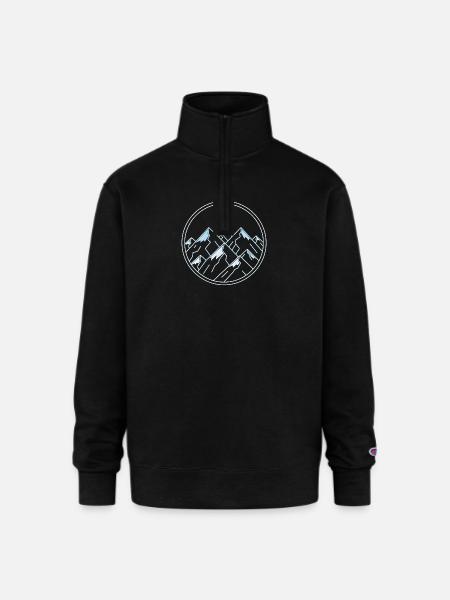 Moonlit Ice Alpine Peak - Champion Unisex 1/4 Zip Pullover Sweatshirt - black