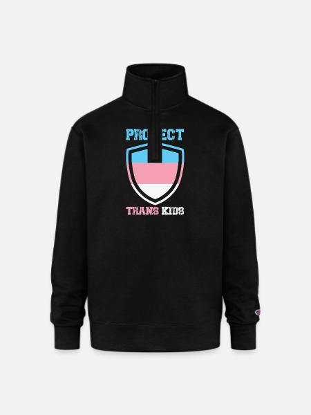 Protect Trans Kids - Champion Unisex 1/4 Zip Pullover Sweatshirt - black