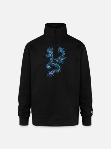 chinese dragon - Champion Unisex 1/4 Zip Pullover Sweatshirt - black
