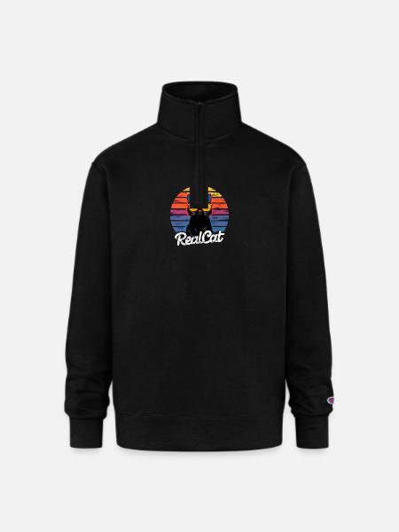 RealCat Retro Sunglasses - Champion Unisex 1/4 Zip Pullover Sweatshirt - black