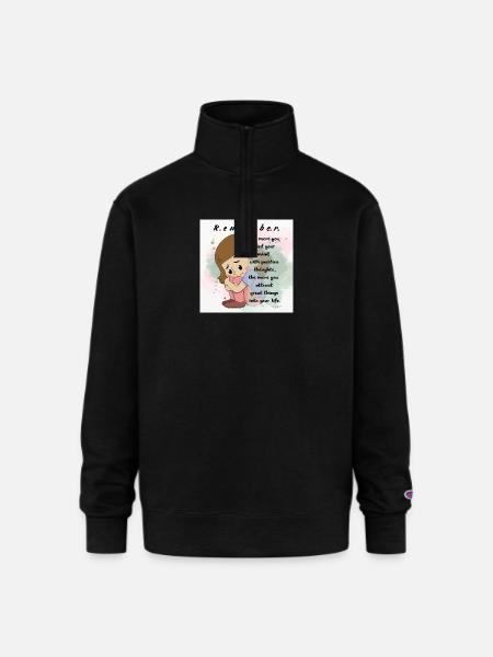 Positive Mindfulness Inspirational Design - Champion Unisex 1/4 Zip Pullover Sweatshirt - black