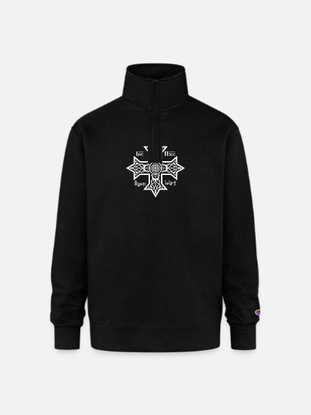 Coptic Cross White Icon - Champion Unisex 1/4 Zip Pullover Sweatshirt - black