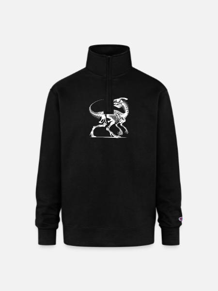 Dinosaur Raptor With Spine Bone - Champion Unisex 1/4 Zip Pullover Sweatshirt - black