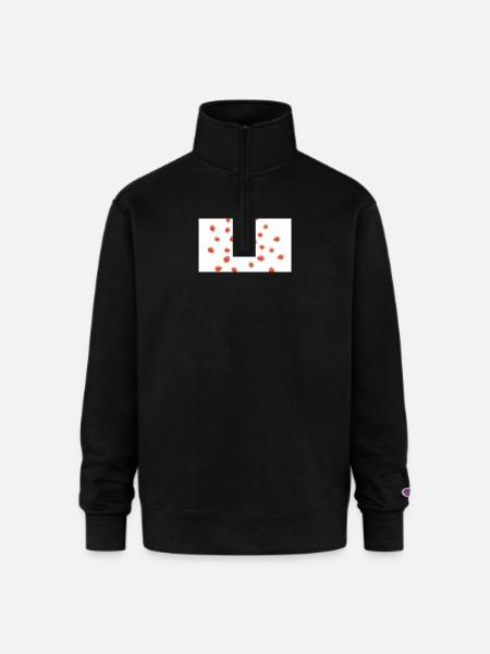 Strawberry Scatter Pattern - Champion Unisex 1/4 Zip Pullover Sweatshirt - black
