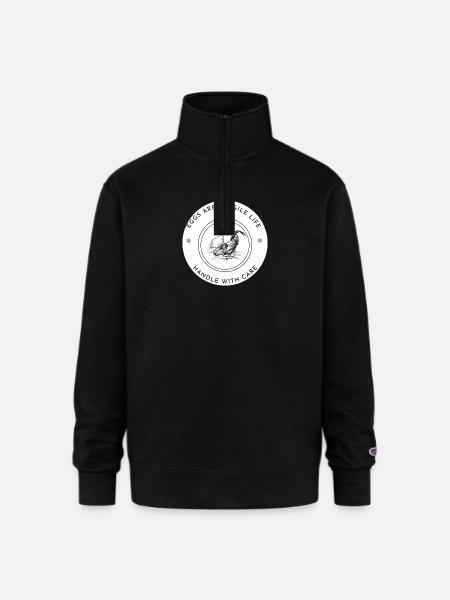 Eggs_Are_Fragile_Life - Champion Unisex 1/4 Zip Pullover Sweatshirt - black