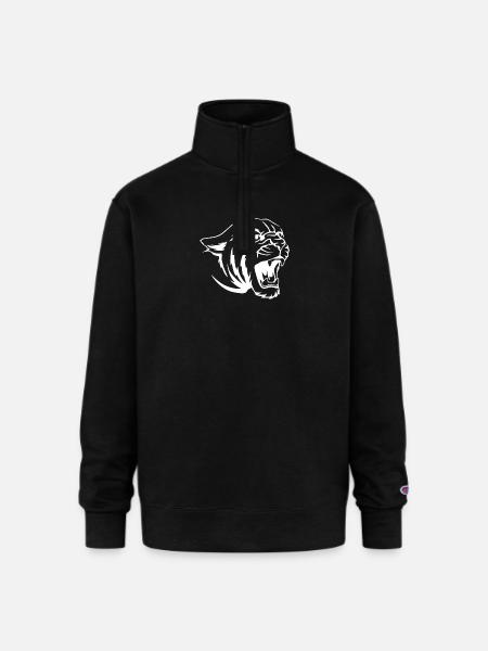 Cougar Tiger Face - Champion Unisex 1/4 Zip Pullover Sweatshirt - black