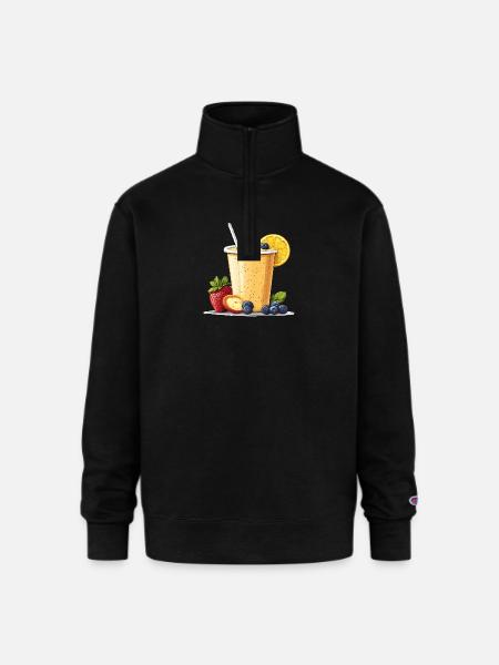Citrus Berry Smoothie Cup - Champion Unisex 1/4 Zip Pullover Sweatshirt - black