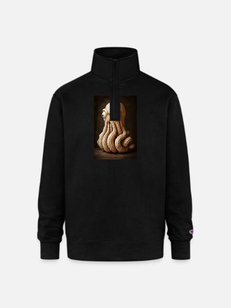 Peanut Octopus Madness - Champion Unisex 1/4 Zip Pullover Sweatshirt - black