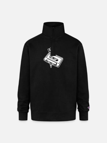 Unique Cassette Mixtape Relationship - Champion Unisex 1/4 Zip Pullover Sweatshirt - black