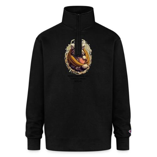 Powered by Sarcasm Cat Tee - Champion Unisex 1/4 Zip Pullover Sweatshirt