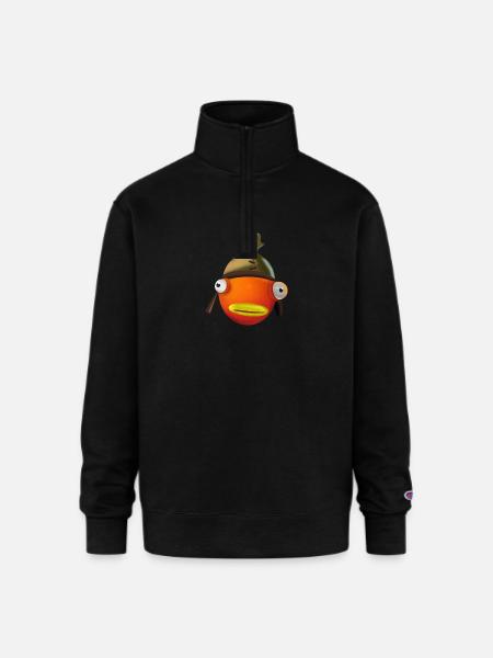 Fish face cartoon - Champion Unisex 1/4 Zip Pullover Sweatshirt - black
