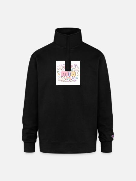 Mia Rainbow Cloud Cute Design - Champion Unisex 1/4 Zip Pullover Sweatshirt - black