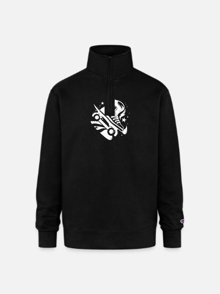Roller Skates Graphic - Champion Unisex 1/4 Zip Pullover Sweatshirt - black