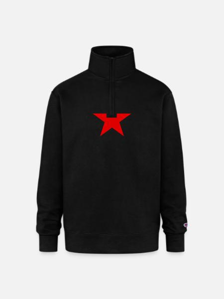 RED STAR - Champion Unisex 1/4 Zip Pullover Sweatshirt - black