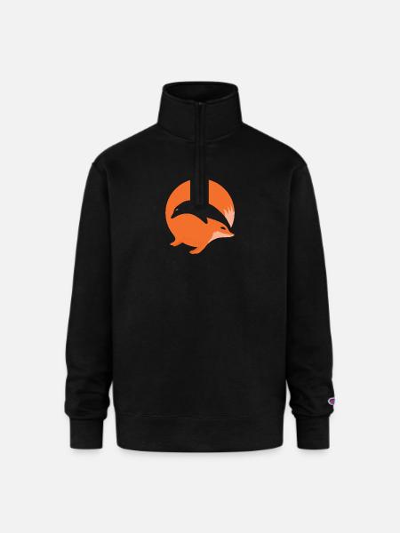 Fox or Dolphin in this fun optical illusion - Champion Unisex 1/4 Zip Pullover Sweatshirt - black