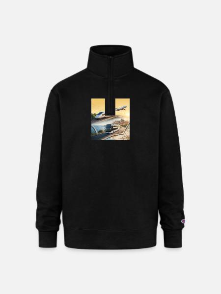 European Travel Journey Poster - Champion Unisex 1/4 Zip Pullover Sweatshirt - black