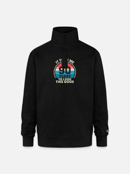 90th Birthday - Champion Unisex 1/4 Zip Pullover Sweatshirt - black