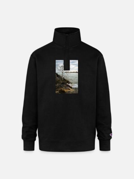 tiny tree on shore - Champion Unisex 1/4 Zip Pullover Sweatshirt - black