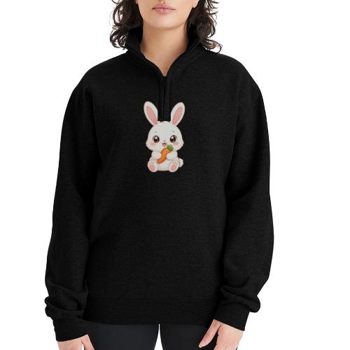 Cute Bunny Rabbit Holding Carrot – Kawaii Easter - Champion Unisex 1/4 Zip Pullover Sweatshirt