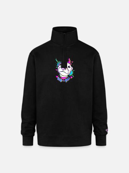 Boop-a-Bull Neon Splash - Champion Unisex 1/4 Zip Pullover Sweatshirt - black