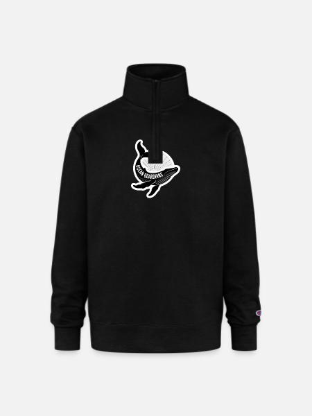 Ocean Guardians Whale Emblem - Champion Unisex 1/4 Zip Pullover Sweatshirt - black