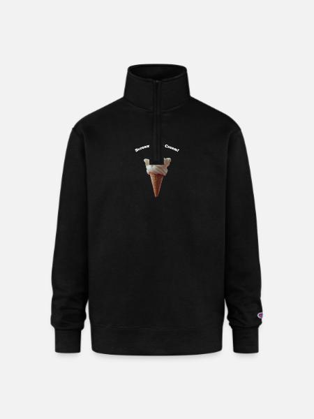 Scream Ghost Ice Cream Cone - Champion Unisex 1/4 Zip Pullover Sweatshirt - black