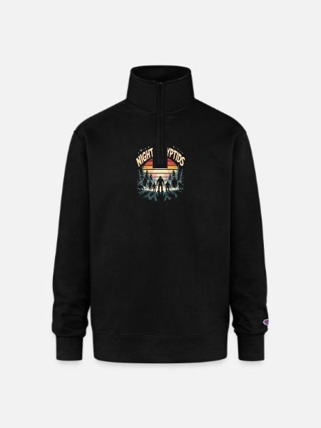 Cryptozoology Night Of The Cryptids - Champion Unisex 1/4 Zip Pullover Sweatshirt - black