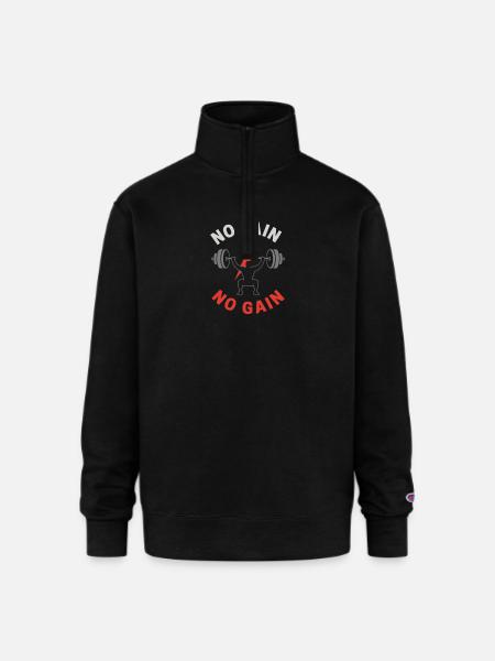 No Pain No Gain Gym - Champion Unisex 1/4 Zip Pullover Sweatshirt - black