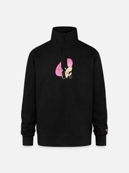 Sakura - Champion Unisex 1/4 Zip Pullover Sweatshirt - black