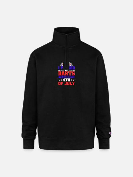 Darts Dart Player - Champion Unisex 1/4 Zip Pullover Sweatshirt - black