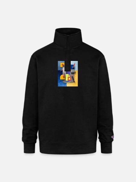 Bold Pop Art Fashion Collage - Champion Unisex 1/4 Zip Pullover Sweatshirt - black