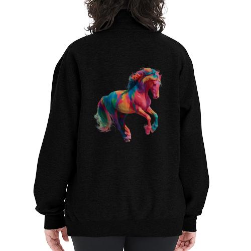 Colorful Paint Splatter Horse Art - Champion Unisex 1/4 Zip Pullover Sweatshirt