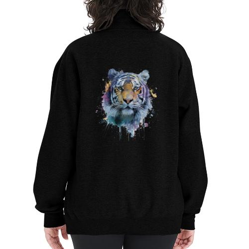 Splash-Art Tiger Face - Champion Unisex 1/4 Zip Pullover Sweatshirt