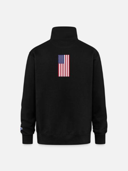 USA Flag, vertical - Champion Unisex 1/4 Zip Pullover Sweatshirt - black