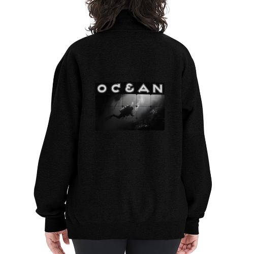 Ocean: Monochrome descent of a scuba diver - Champion Unisex 1/4 Zip Pullover Sweatshirt