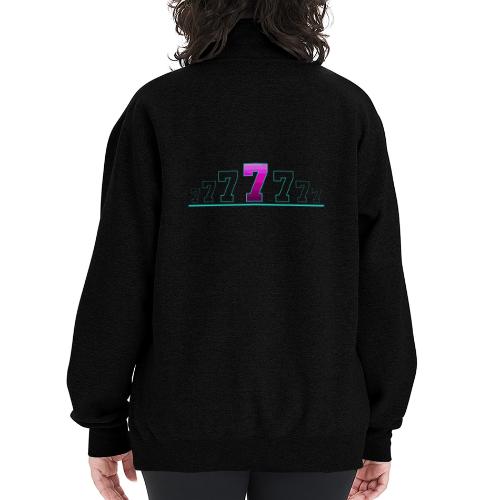 Number 7 in Magenta: Varsity Font - Champion Unisex 1/4 Zip Pullover Sweatshirt