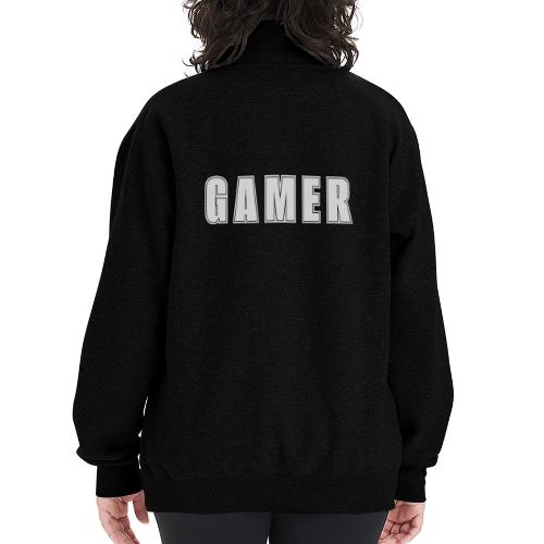 Gamer Collegiate White Text Design - Champion Unisex 1/4 Zip Pullover Sweatshirt