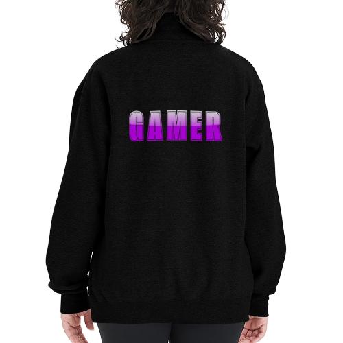 Gamer Purple Glossy Collegiate Design - Champion Unisex 1/4 Zip Pullover Sweatshirt