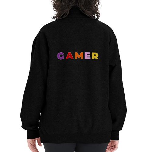 Multicolor GAMER Typography Design - Champion Unisex 1/4 Zip Pullover Sweatshirt