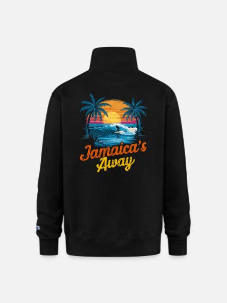 Jamaica's Away - Champion Unisex 1/4 Zip Pullover Sweatshirt - black