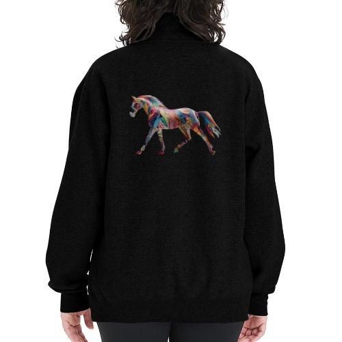Colorful Abstract Horse Art Design - Champion Unisex 1/4 Zip Pullover Sweatshirt